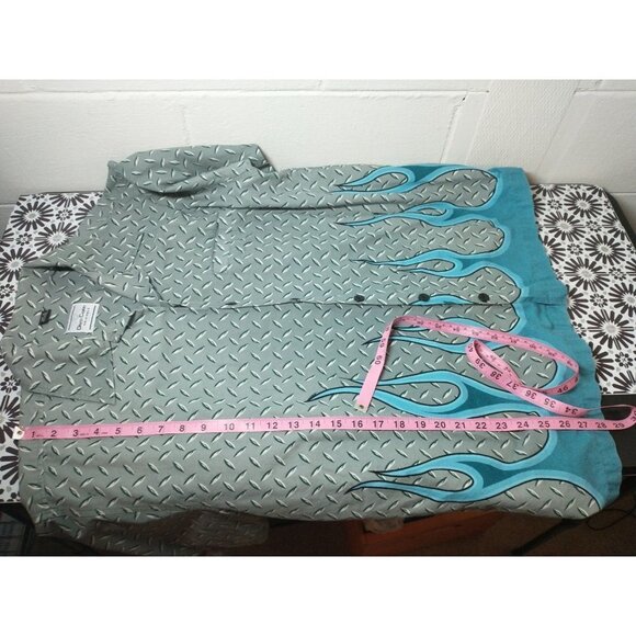 ☀️David Carey Originals Cotton Mechanic Flame graphic Button Down Shirt, XL - Picture 8 of 8